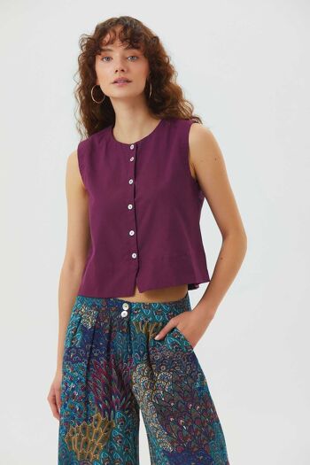 Top Court En Coton Violet 1