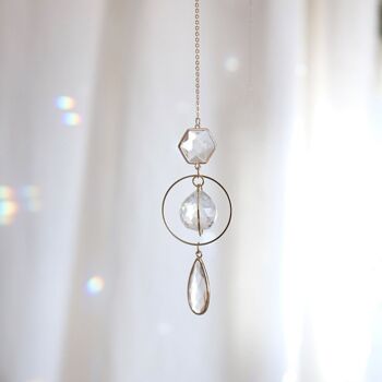 Suncatcher GLOW, Attrape-soleil en cristal et laiton, Décoration Minimaliste et Bohême, Mobile à suspendre Céleste et Magique 5