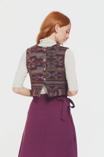 Gilet Femme Court à Motifs Ethnique Violet 4