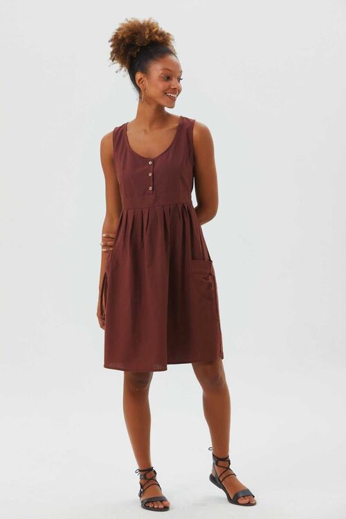 Casual Cotton Dress Brown