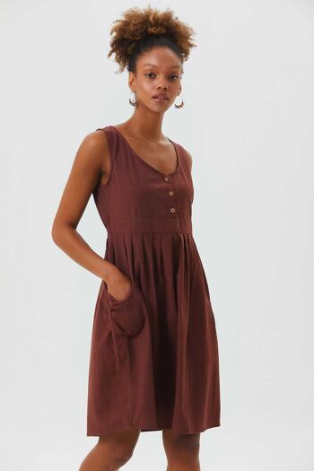 Robe Coton Décontractée Marron 2