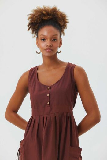 Robe Coton Décontractée Marron 5