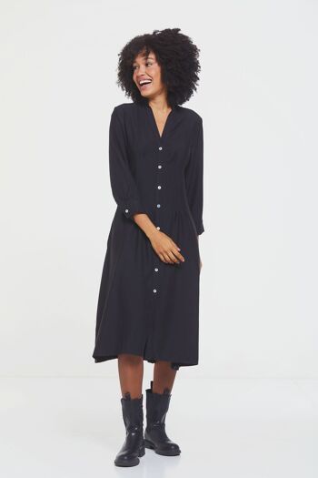 Robe d'automne mi-longue boutonnée noire 2