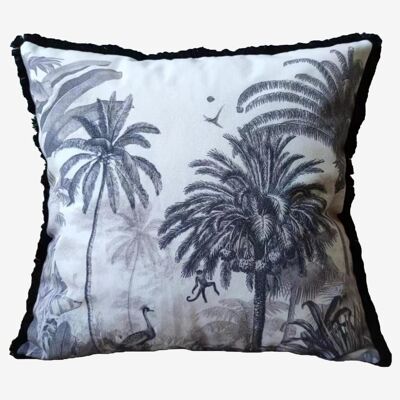 Black and white palm tree cushion with removable cover Kobé
