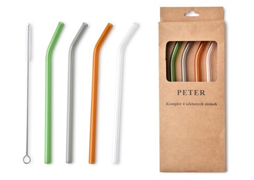 PETER Set of 4 glass straws 20cmx0,8cm