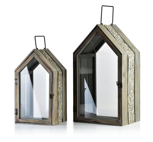 LOKKE Set of 2 lanterns 23.5x32.5xh57cm/18.5x25xh43cm