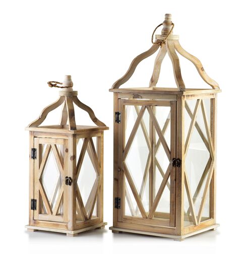 LOKKE Set of 2 lanterns 26x26xh70cm/19x19xh50cm