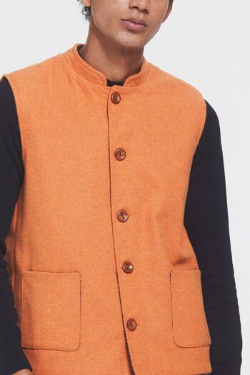 Gilet Homme Boho Col Bande Orange 5