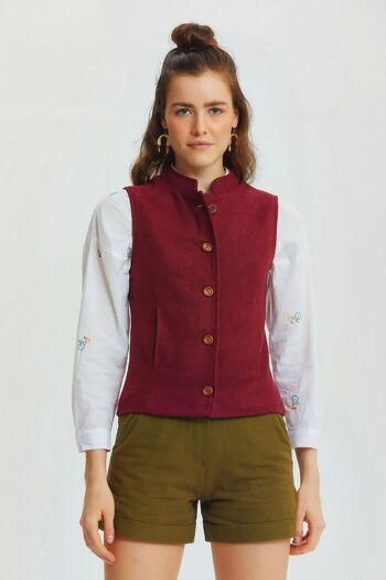 Gilet Col Roulé Rouge Foncé 1