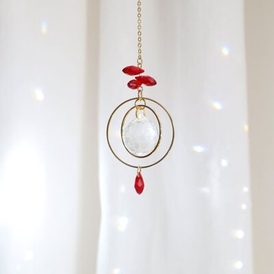 RUBIS Suncatcher, Crystal and Brass Sun Catcher, Minimalist and Bohemian Decoration, Celestial and Magical Hanging Mobile