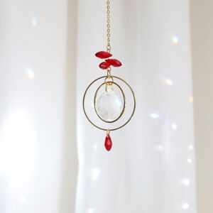 Suncatcher RUBIS, Attrape-soleil en cristal et laiton, Décoration Minimaliste et Bohême, Mobile à suspendre Céleste et Magique