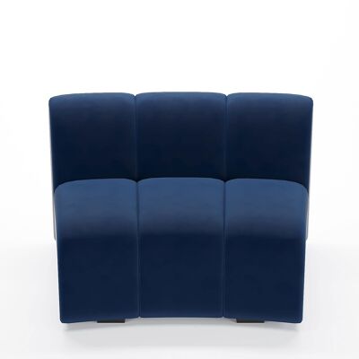 Corner chair for modular sofa in navy blue velvet Hélène