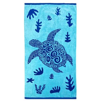 Serviette de plage éponge Velours Jacquard MALARI 90x170 400g/m² 1