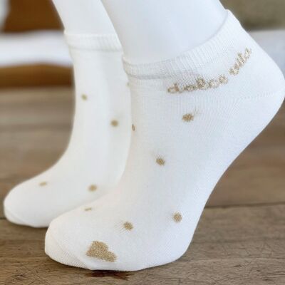 “Dolce Vita” Milk and gold socks
