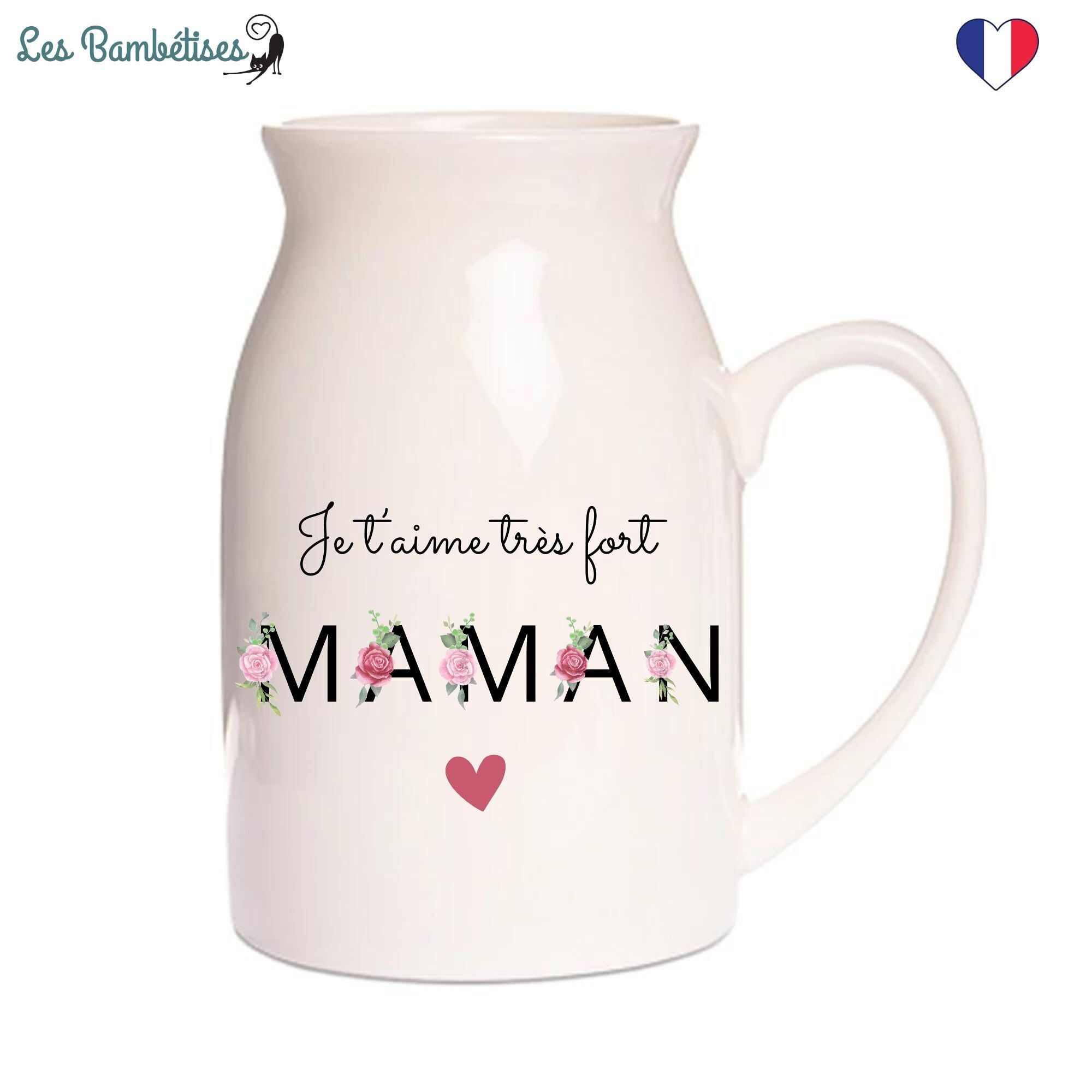 Lattiera - Vaso Maman Piccolo con Lettere Fiorite 12 cm