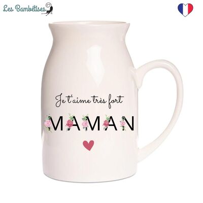 Pot à lait - Petit Vase Maman Lettres Fleuries 12 cm