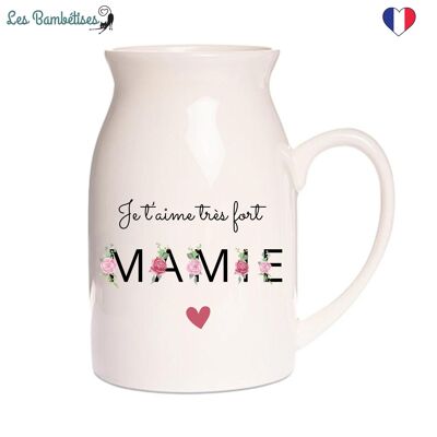 Milk jug - Small Mamie Vase with Flowered Letters 12 cm