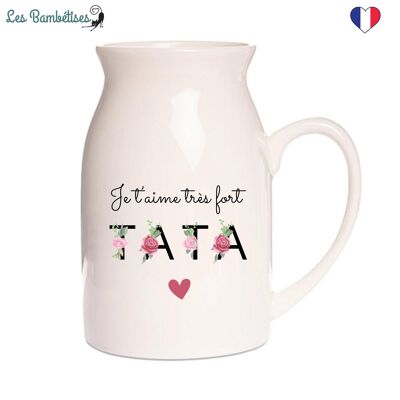 Pot à lait - Petit Vase Tata Lettres Fleuries 12 cm