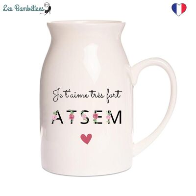 Pot à lait - Petit Vase Atsem Lettres Fleuries 12 cm