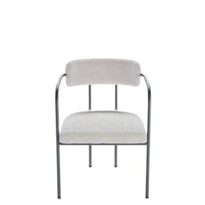 Barbara upholstered dining chair with armrests, cream-grey terry