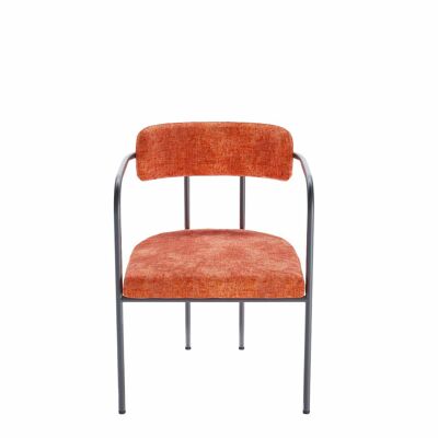 Upholstered dining chair with armrests, ocher velvet, Barbara