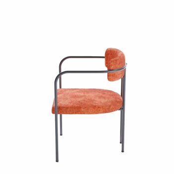 Chaise de salle à manger tapissée avec accoudoirs, velours ocre, Barbara 4