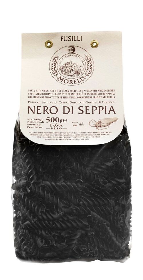 Pasta Fusilli al nero di seppia Italiana artigianale g.500