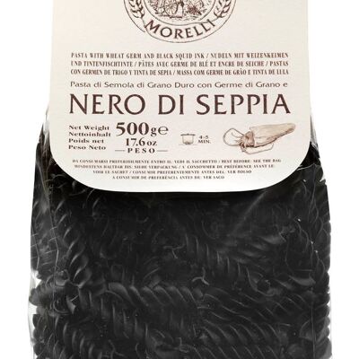 Pasta fusilli artesanal italiana con tinta de calamar g.500