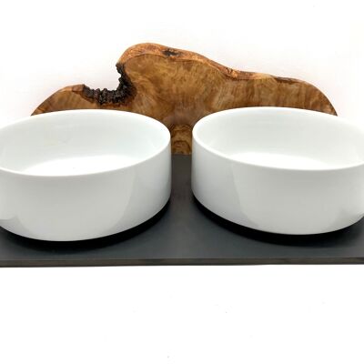 Feeding station MOUNTAIN 2x 1.5 litre porcelain bowl