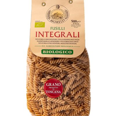 Pasta integral Fusilli 100% trigo toscano orgánico g.500