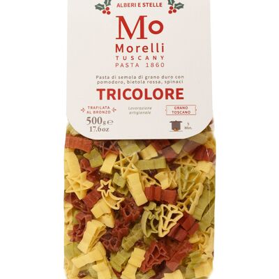 Árboles de pasta italiana y estrellas tricolores g.500 artesanales