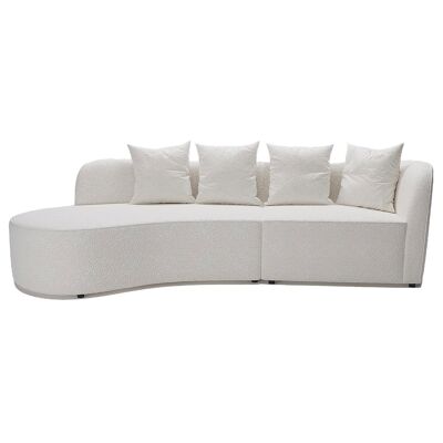 Alba White Boucle Fabric 3-4 Seater Curved Sectional Sofa
