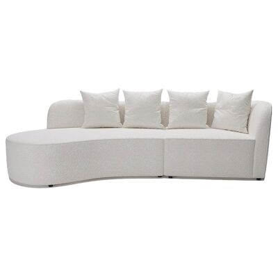 Divano componibile curvo a 3-4 posti in tessuto Boucle bianco Alba