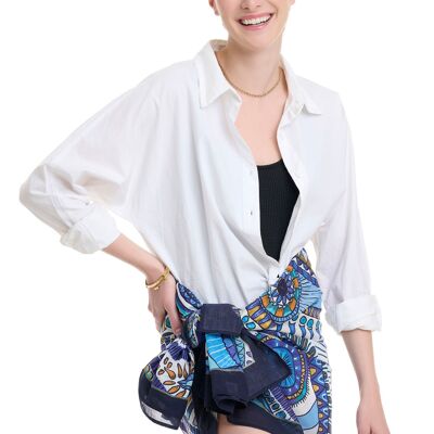 Foulard en coton bio Blue Eyes - paréo de plage