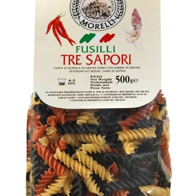 Italian Pasta Fusilli 3 flavors g.500 Artisan