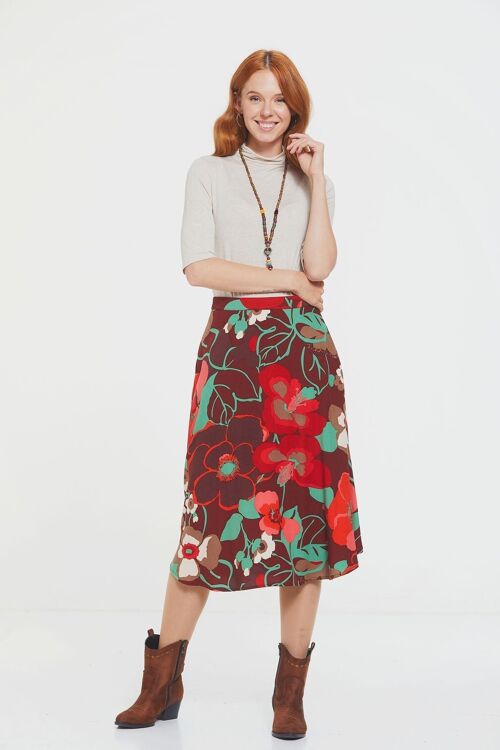 Boho Midi Skirt Red