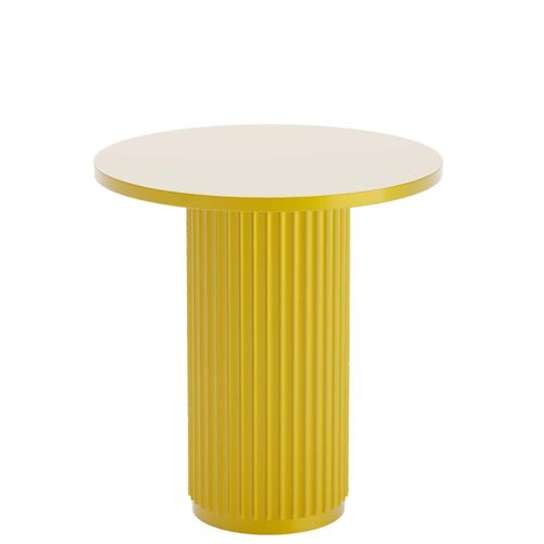 Table d'appoint ronde cannelée Pivoine, jaune