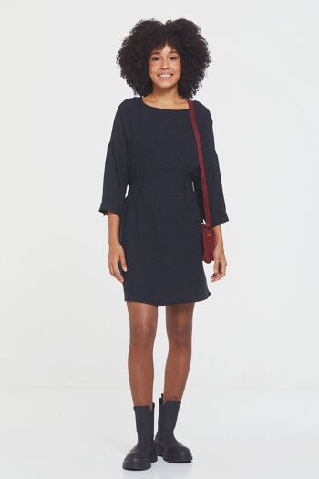 Robe d'hiver Boho à col bateau noir 2