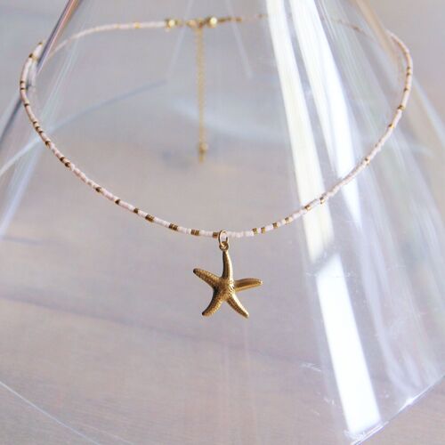 Miyuki necklace with STARFISH – nude/gold