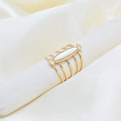 Mother-of-pearl ring in stainless steel - BG310107OR-BC