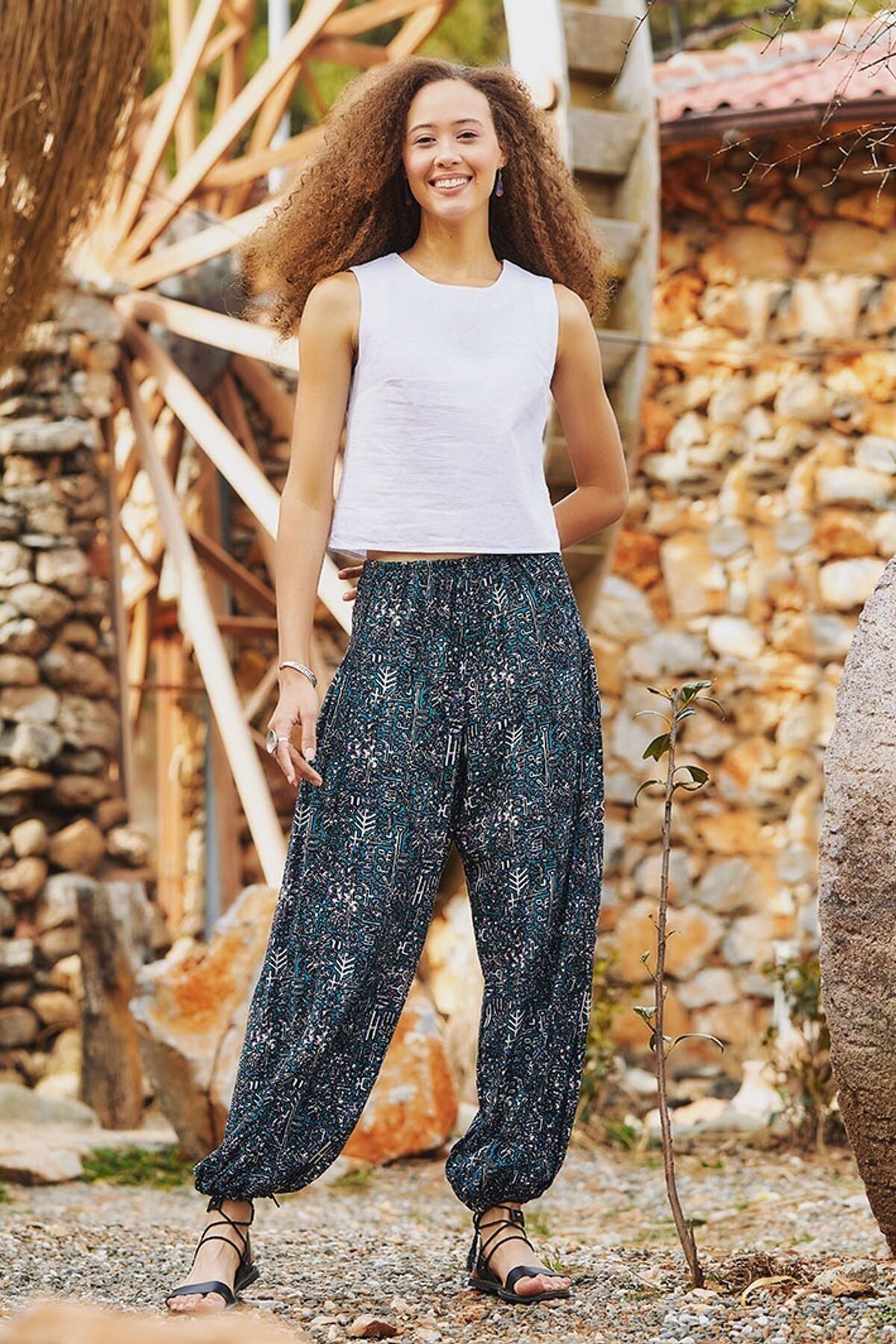 Sarouel Bohème Femme Turquoise