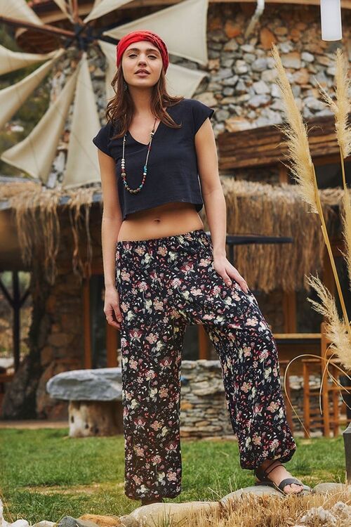 Bohemian Harem Pants for Women Black