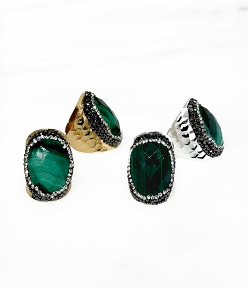 Bague druzy - Malachite