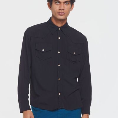 Camicia da uomo bohémien nera