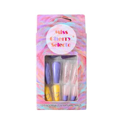 Uñas postizas press on uñas Miss Cherry Selecto 12 uñas - Splash