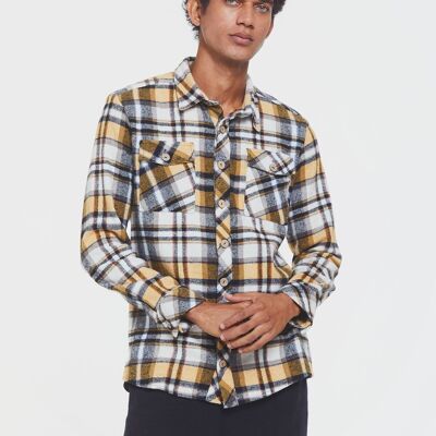 Camicia invernale da uomo bohemien in fantasia retrò gialla