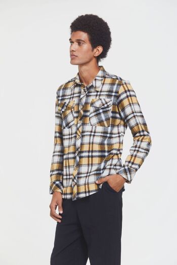 Chemise d'hiver bohème pour hommes à motif rétro jaune 3