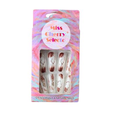 Künstliche Nägel zum Aufdrücken der Nägel Miss Cherry Selecto 12 Nägel – Natur