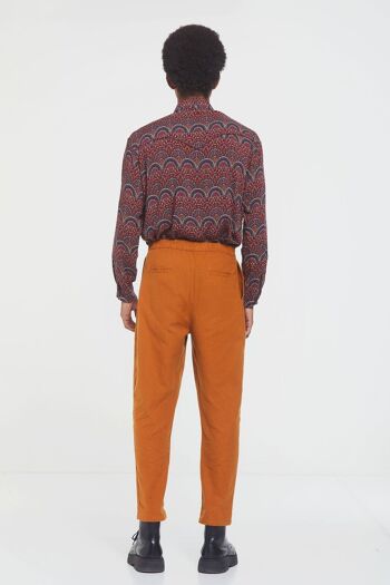 Pantalon en coton unisexe taille haute style Boho Camel 4