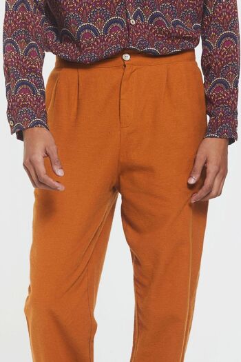 Pantalon en coton unisexe taille haute style Boho Camel 5